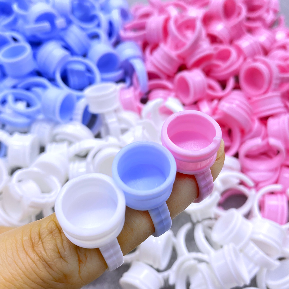 Eyelash Extension Guide - 100Pcs Disposable Glue Ring Cup For