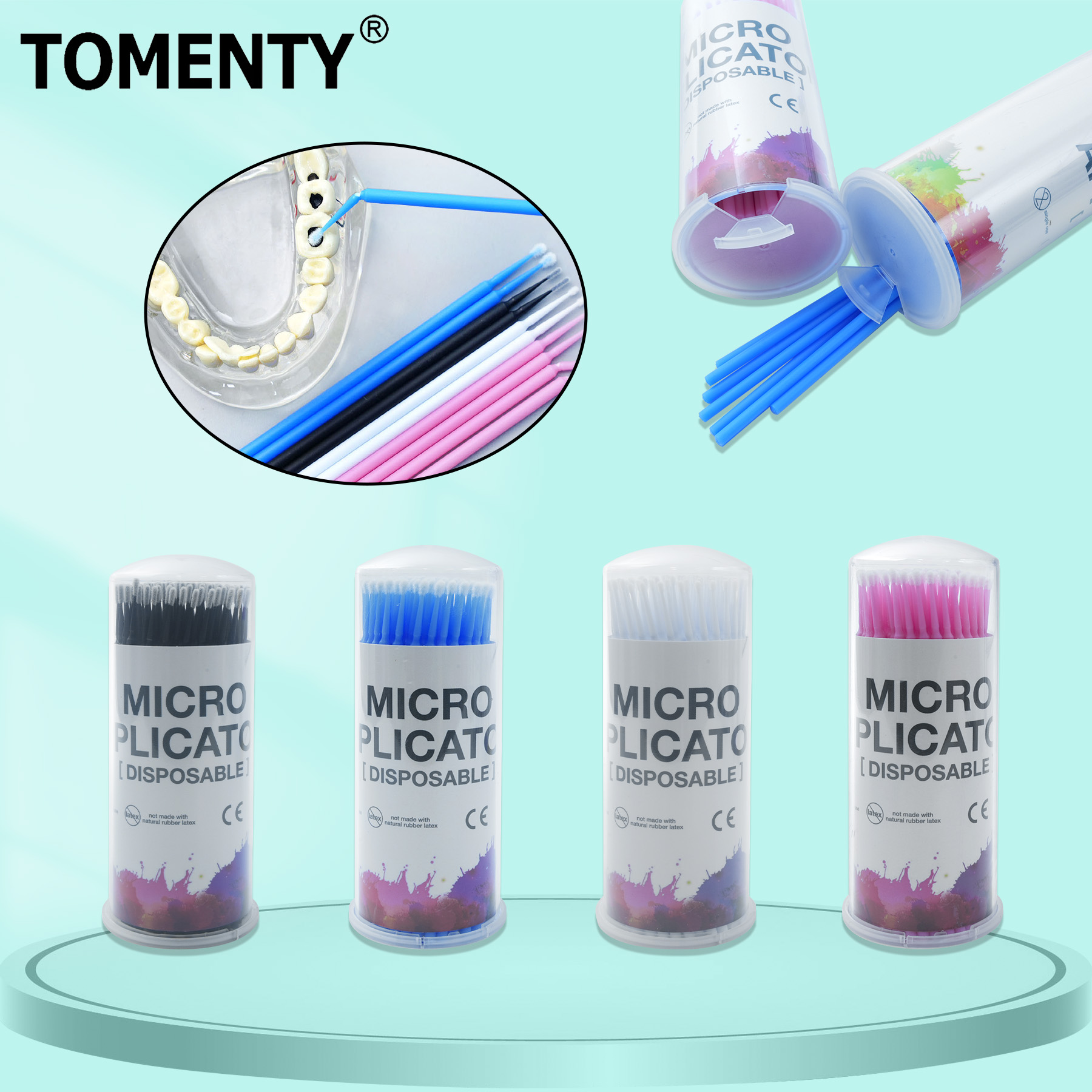 Micro Brush Applicator - WELLCK 100Pcs Dental Micro Brush Bottle