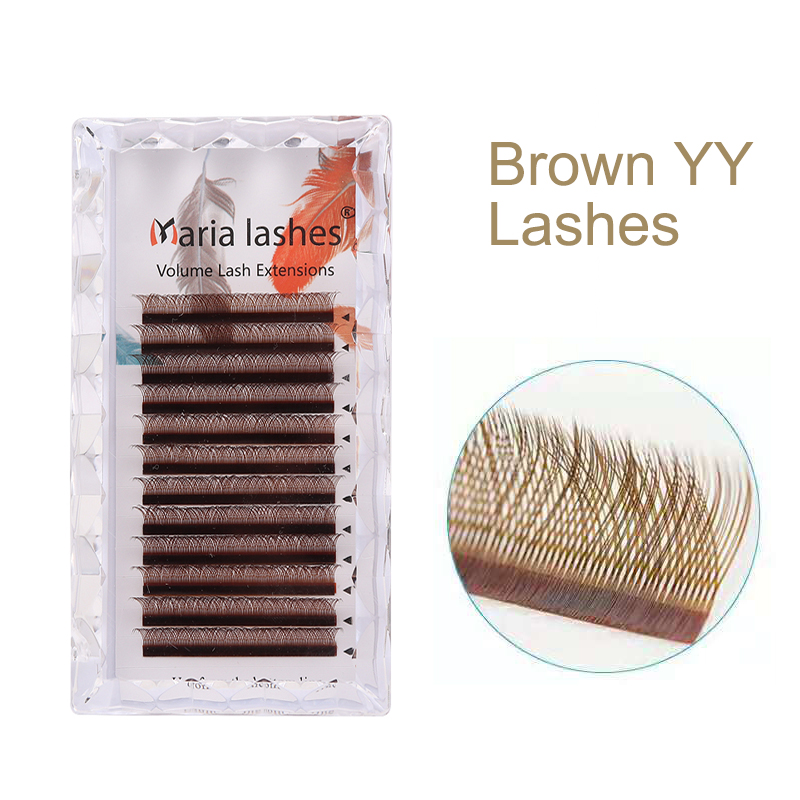 Eyelash Extension Human Hair - MARIA Brown YY Shaped Eyelash Colorful