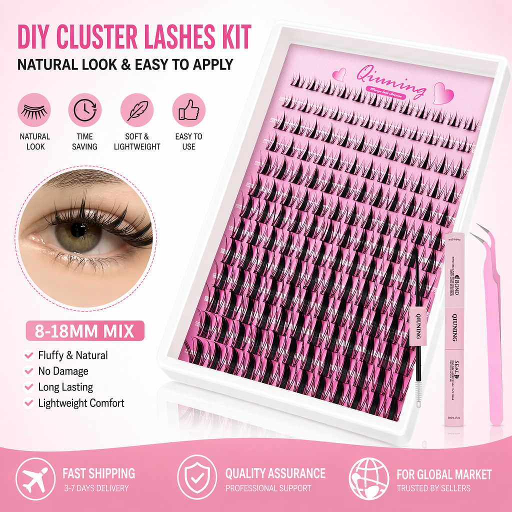 QIUNING Lash Clusters Manga La - Eyelash Extension Wet Look recension och pris