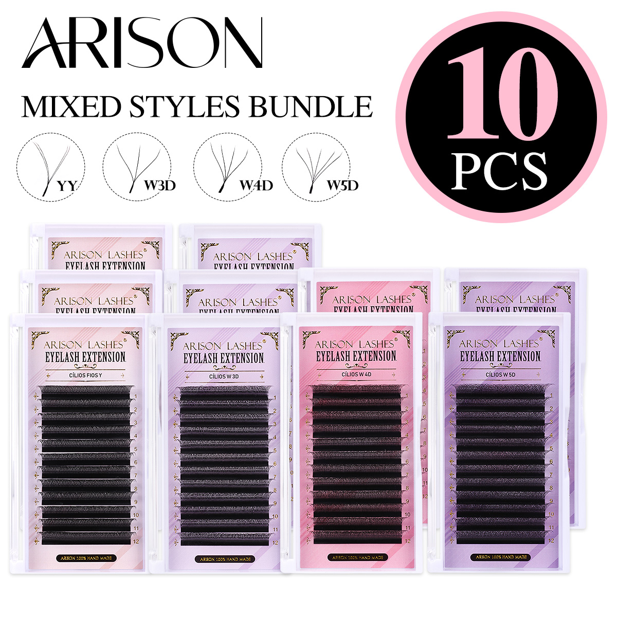 ARISON 10 Boxes Volume Eyelash - Eyelash Extension Volume Styles recension och pris